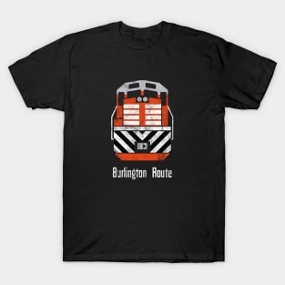 Vintage Burlington Route Railroad Train Engine T-Shirt T-Shirt